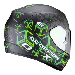 Policarbonato Casco Scorpion Exo 390 Cube Nero Verde -Negozio Scorpions scorpion exo390 cube verde 3
