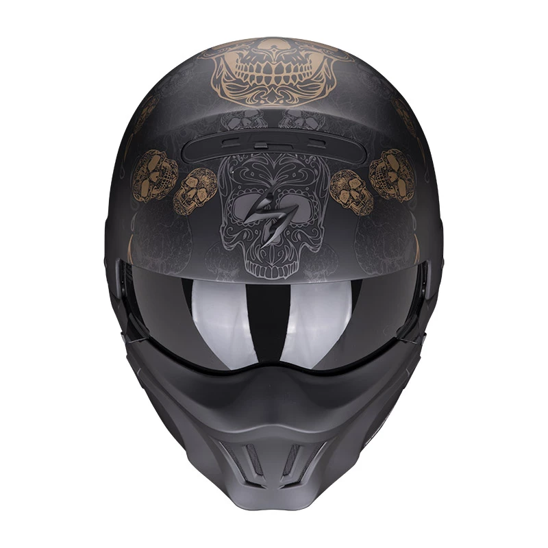 Mentoniera Removibile Casco Scorpion Exo Combat Evo Kalavera Nero Oro 4 Mentoniera Removibile Casco Scorpion Exo Combat Evo Kalavera Nero Oro - immagine 2