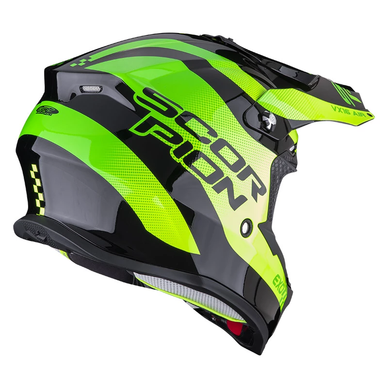 Policarbonato Casco Scorpion Vx-16 Air Soul Nero Verde 5 Policarbonato Casco Scorpion Vx-16 Air Soul Nero Verde - immagine 3