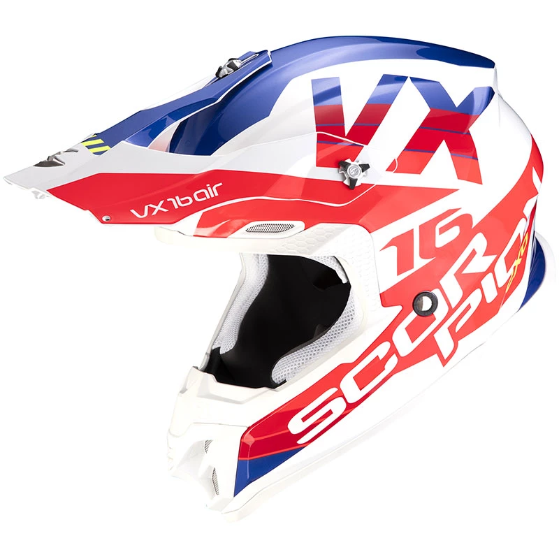 Policarbonato Casco Scorpion Vx-16 Air X Turn Bianco Rosso 3 Policarbonato Casco Scorpion Vx-16 Air X Turn Bianco Rosso